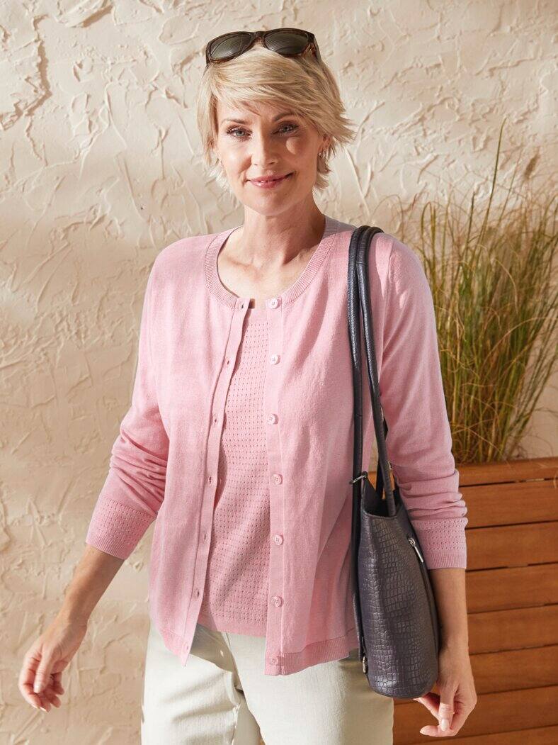 Pullover-Twinset-Optik Seidentraum Rose