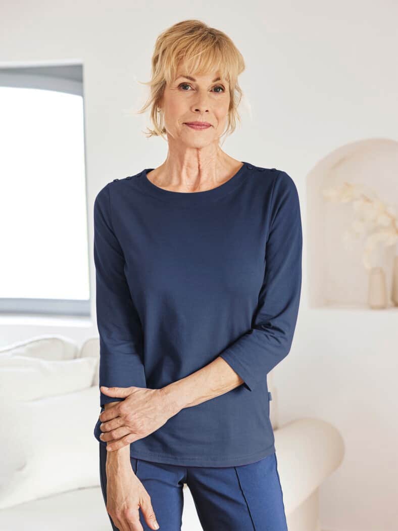 Baumwoll-Shirt 3/4 Arm Marine