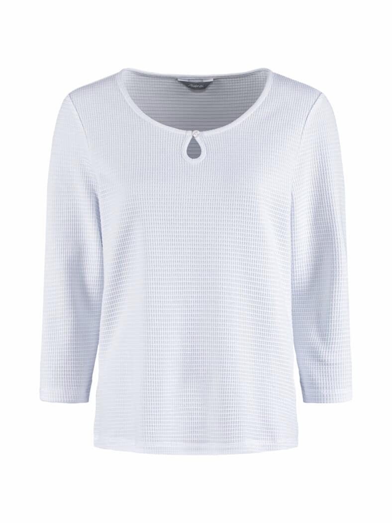 Struktur-Shirt Knopfdetail Weiß