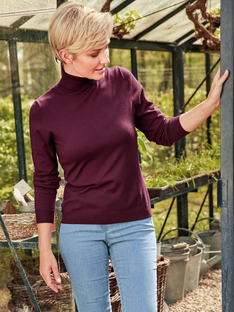 Rollkragen-Pullover Supersoft Bordeaux