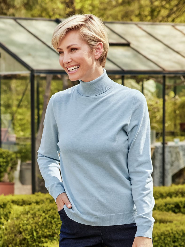 Rollkragen-Pullover Supersoft Hellblau