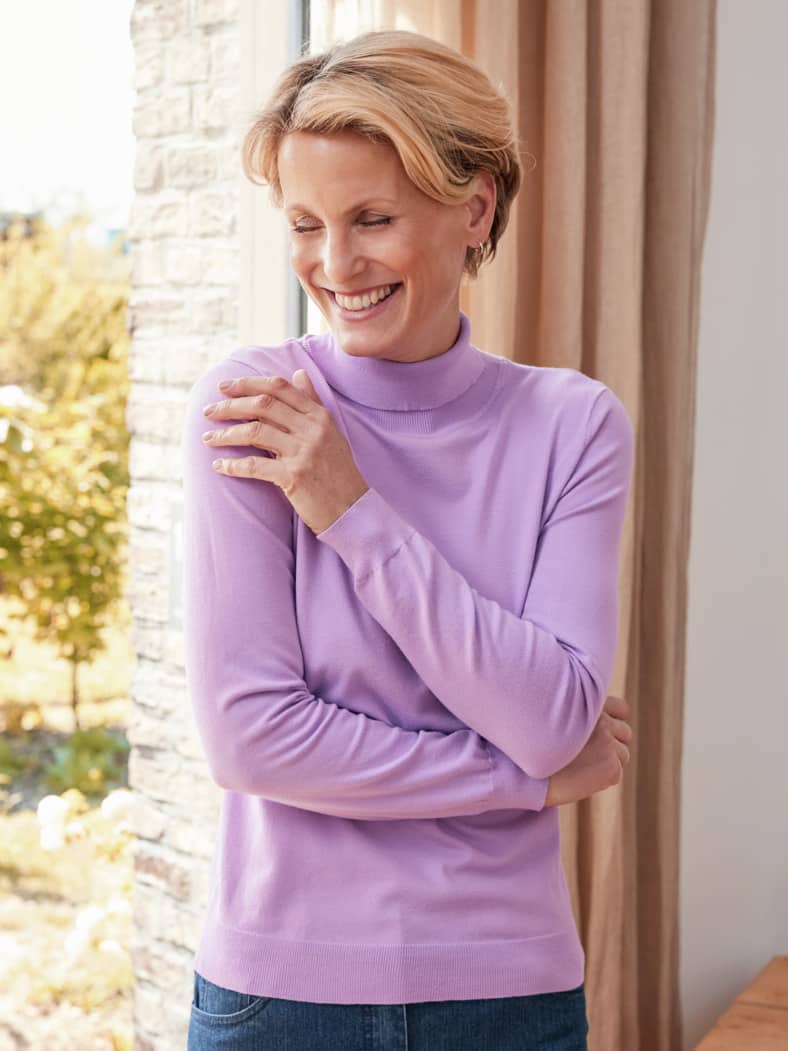 Rollkragen-Pullover Supersoft Flieder