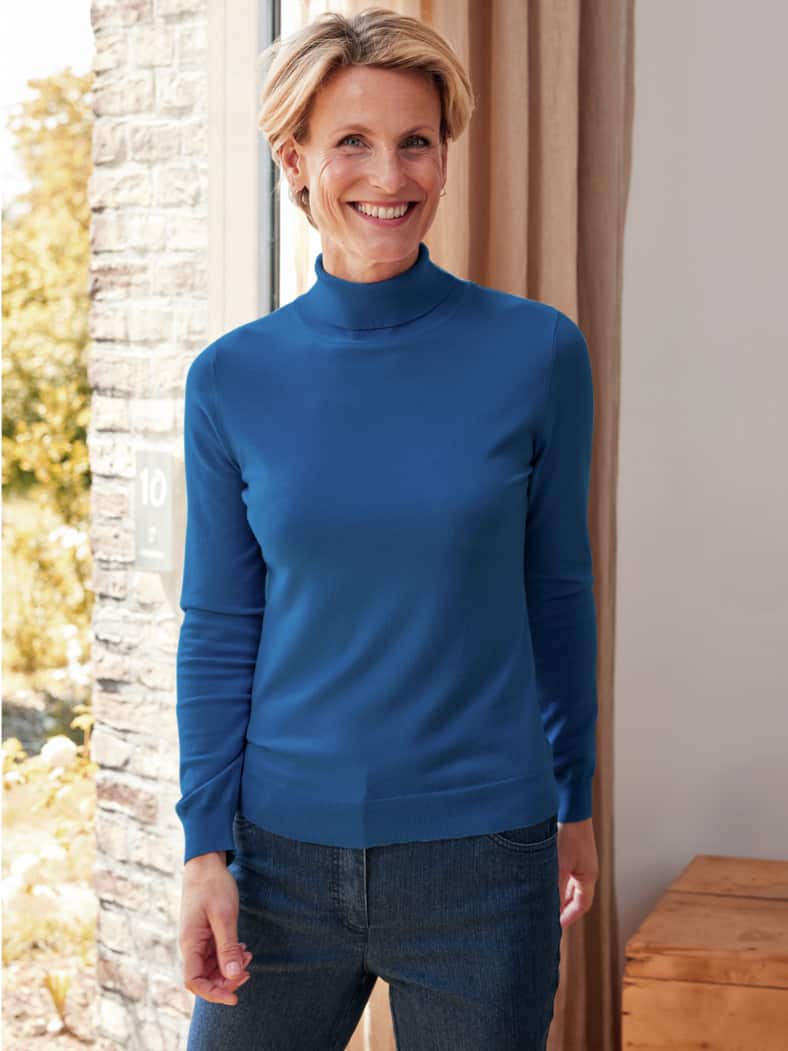Rollkragen-Pullover Supersoft Royal-Blau