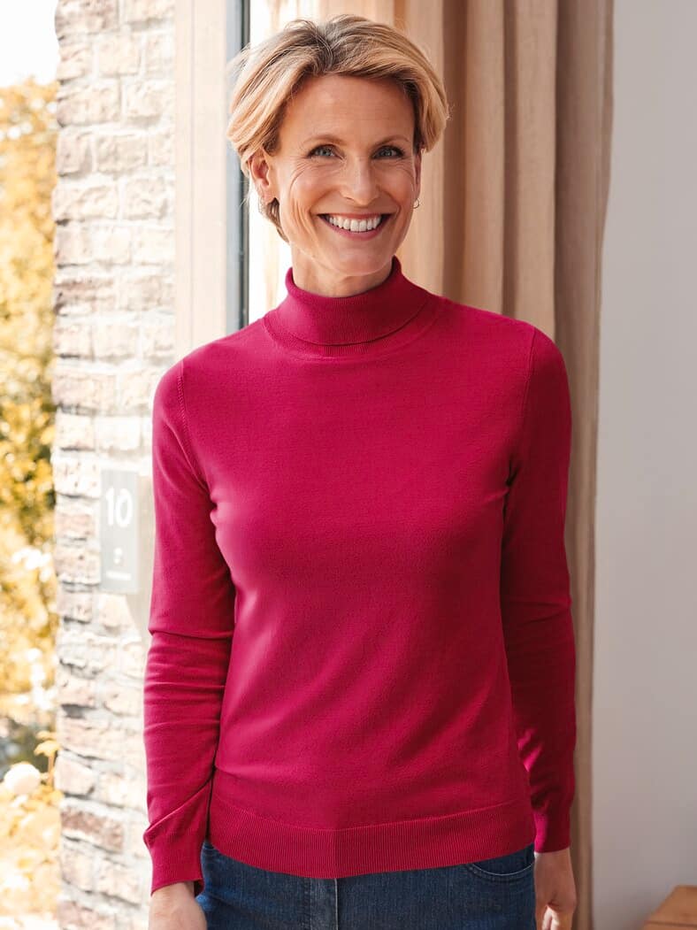 Rollkragen-Pullover Supersoft Magenta