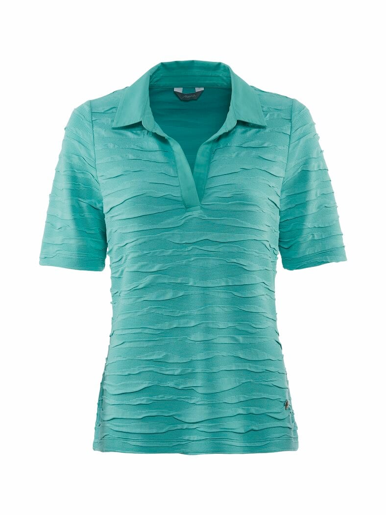 Struktur-Poloshirt Blusenkragen Türkis