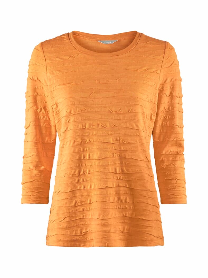 Rundhals-Shirt Strukturmuster Safran