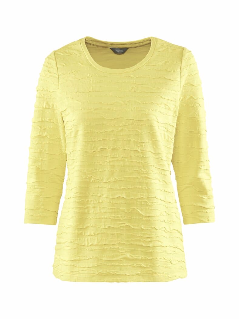 Rundhals-Shirt Strukturmuster Gelb