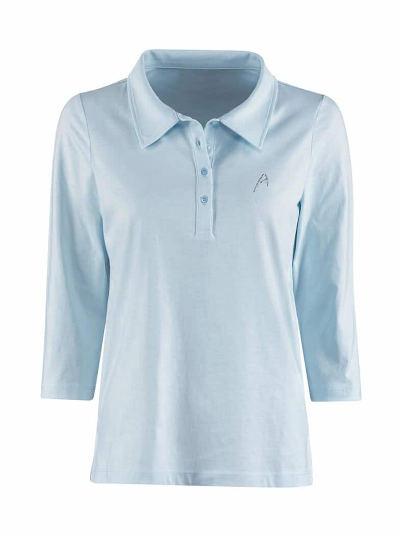 Jersey Polo mit Strassbesatz Hellblau