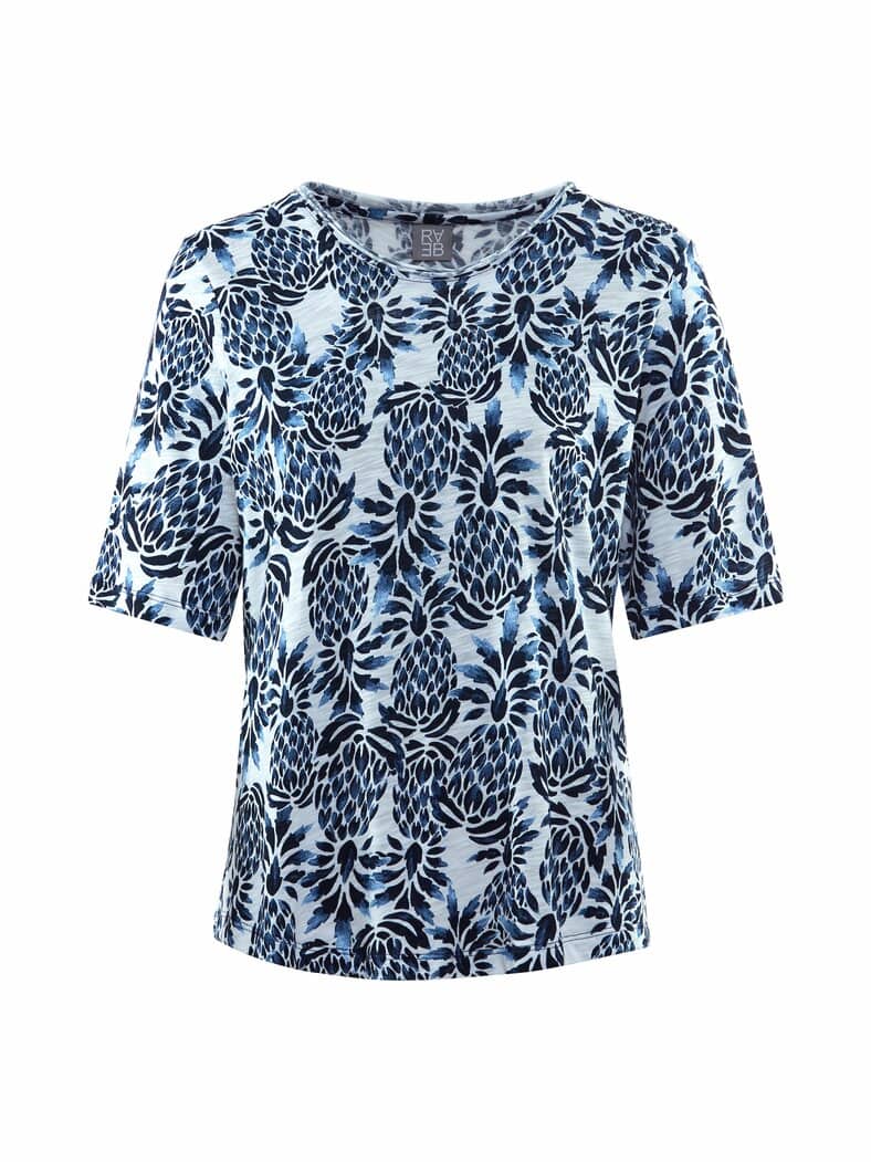 Rabe-Shirt Ananas Hellblau gemustert