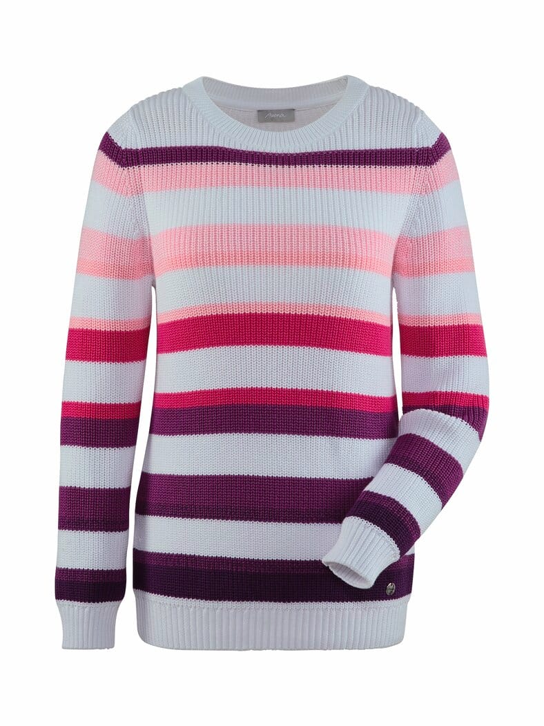 Streifen-Strickpullover Beere