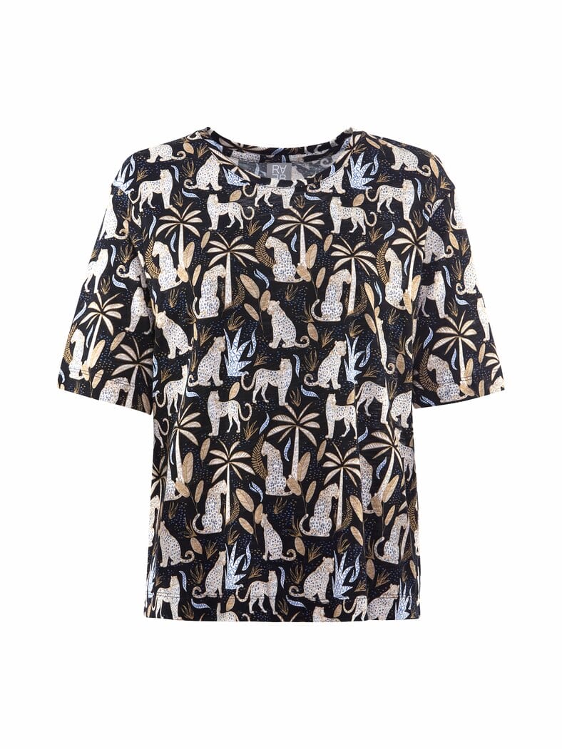 Rabe Shirt Safari Schwarz gemustert