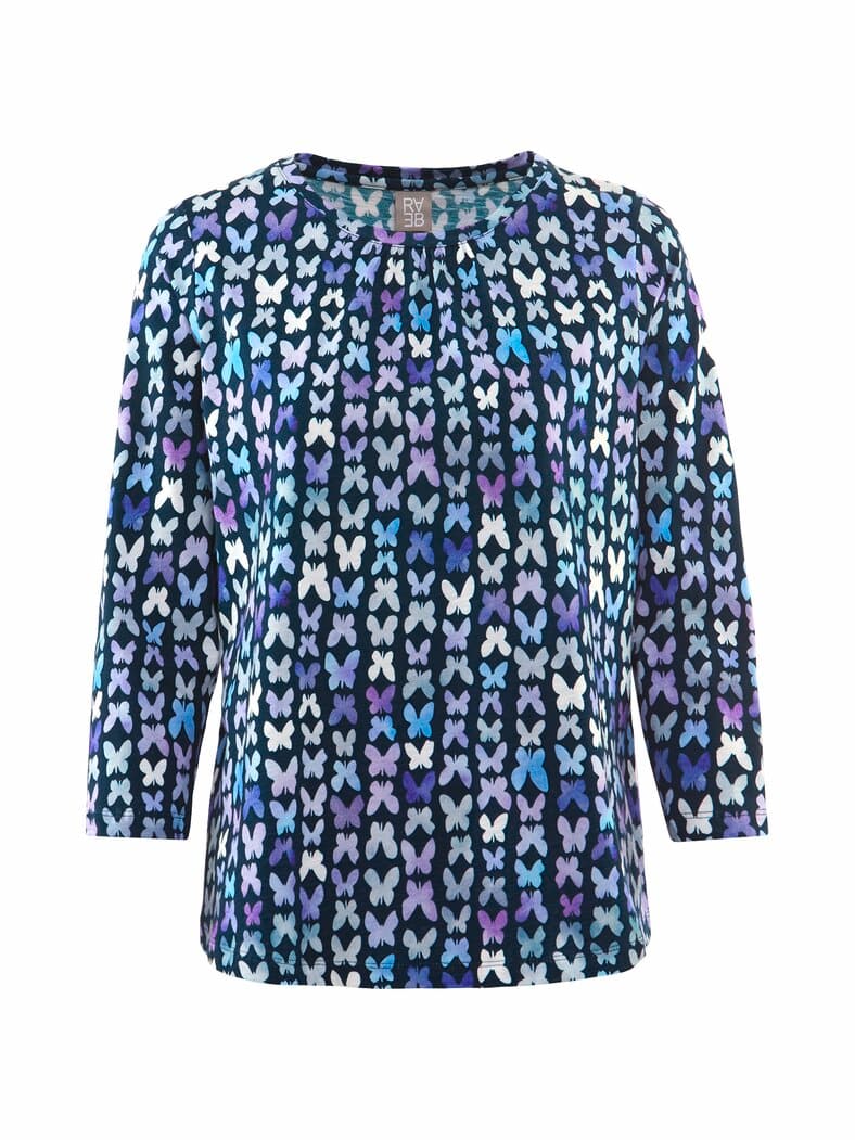 Rabe Shirt Schmetterling Blau gemustert