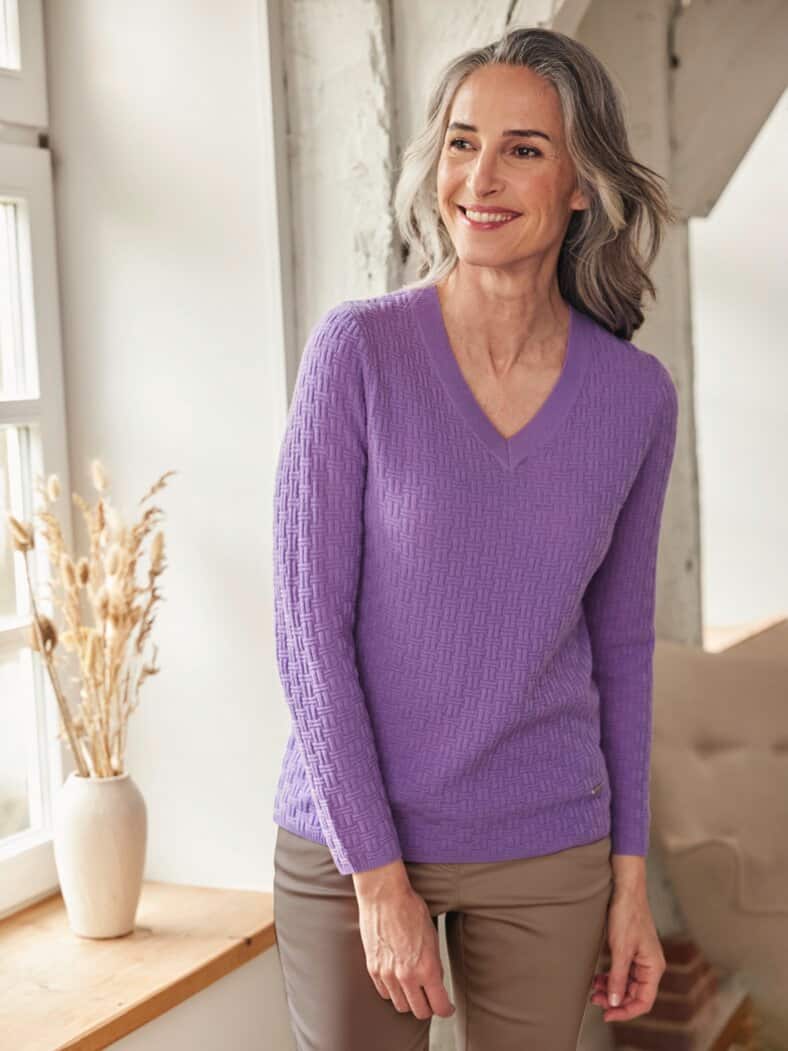 Woll-Pullover Struktur Lila
