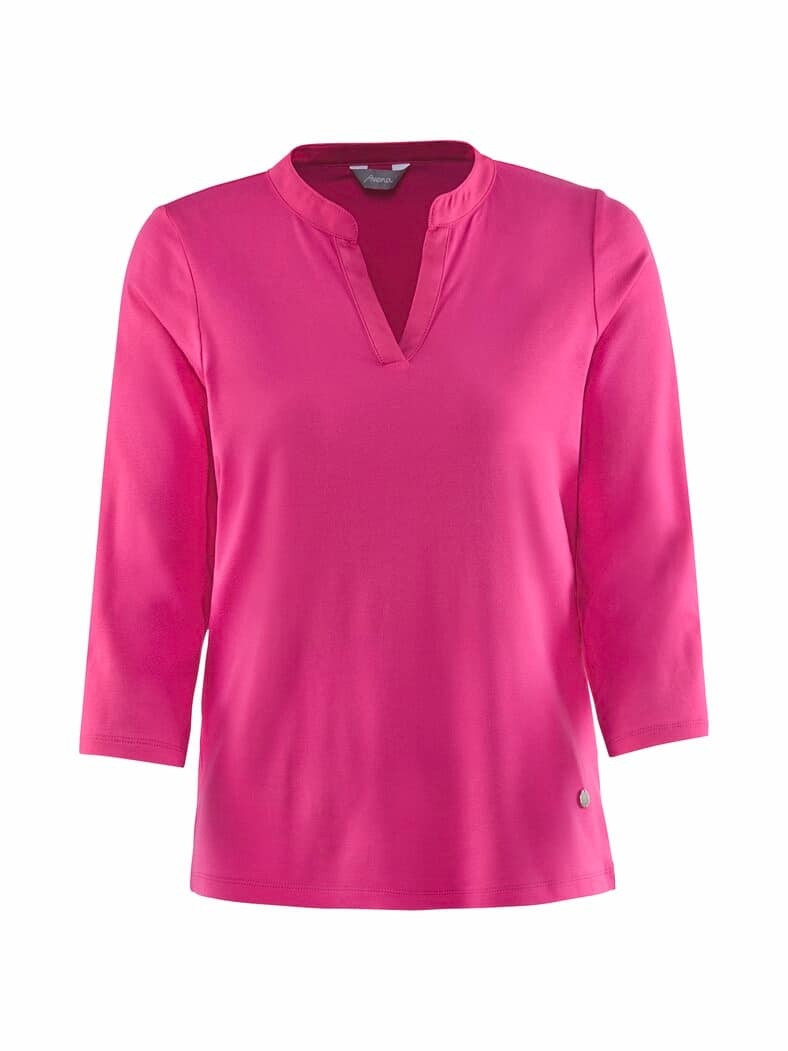 Jersey Blusenshirt Satin-Kragen Magenta