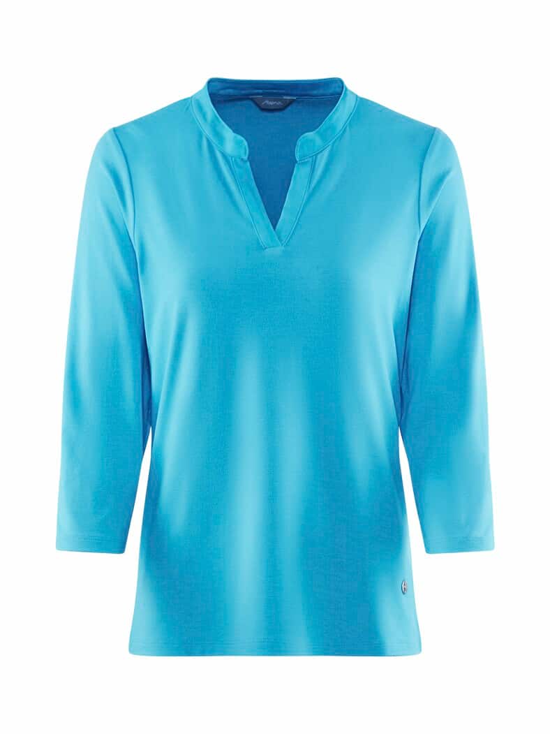 Jersey Blusenshirt Satin-Kragen Aqua
