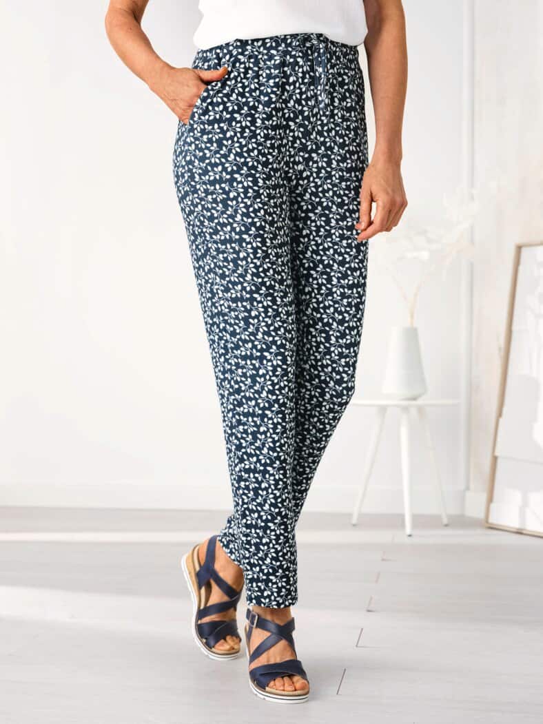 Jersey Schlupfhose Marine gemustert