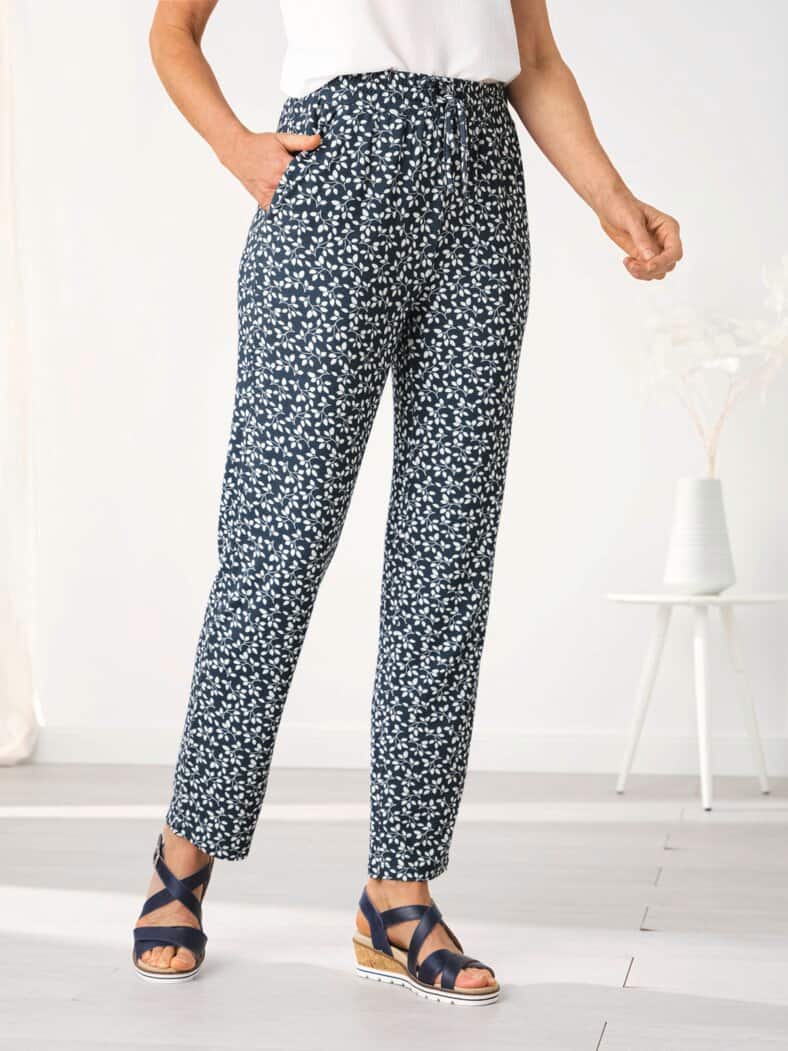 Jersey Schlupfhose Marine gemustert