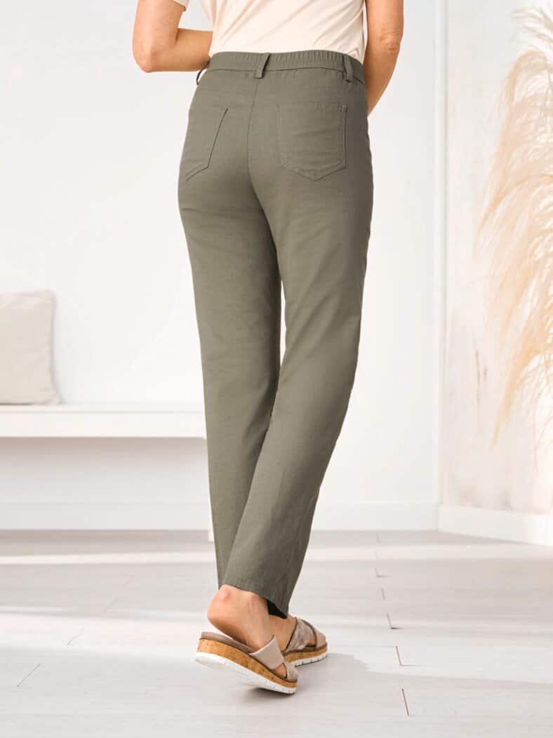 Urlaubshose Baumwoll-Leinen-Mix Khaki