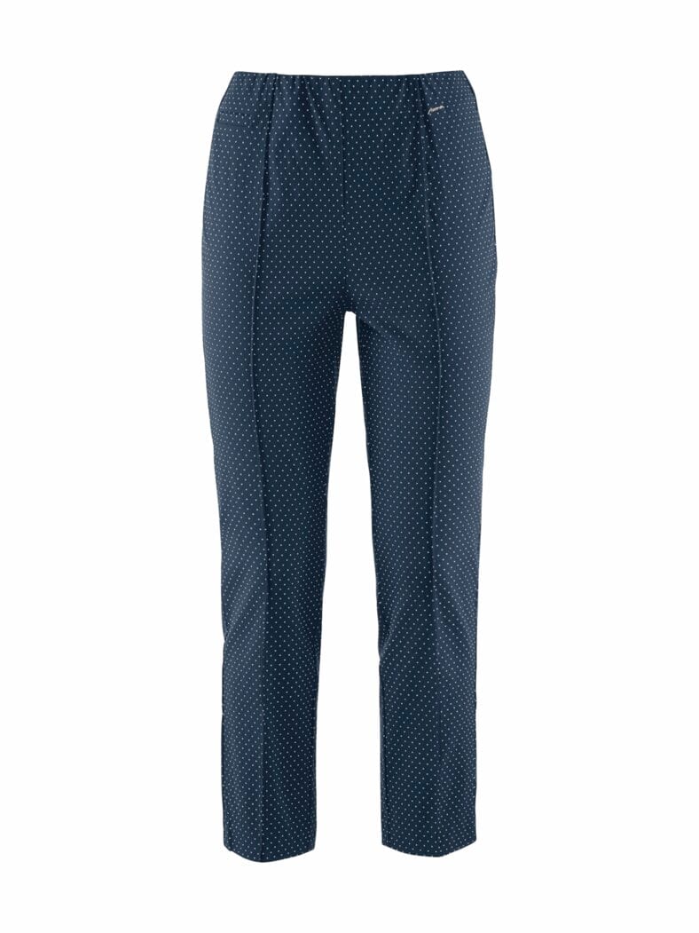 7/8-Edel-Stretch-Hose Comfort fit Marine-Weiß