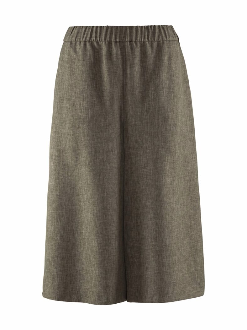 Bügelfrei-Hosenrock Reise-Leinen Khaki