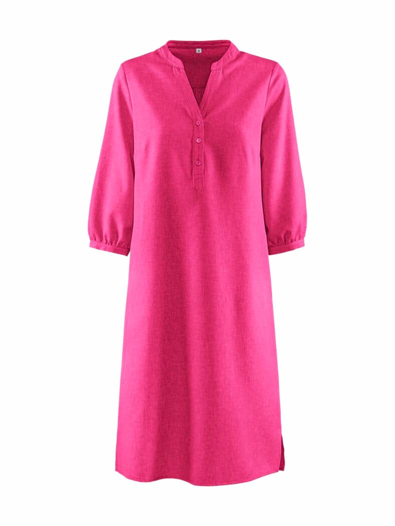 Bügelfreies Kleid Leinen-Optik Beere