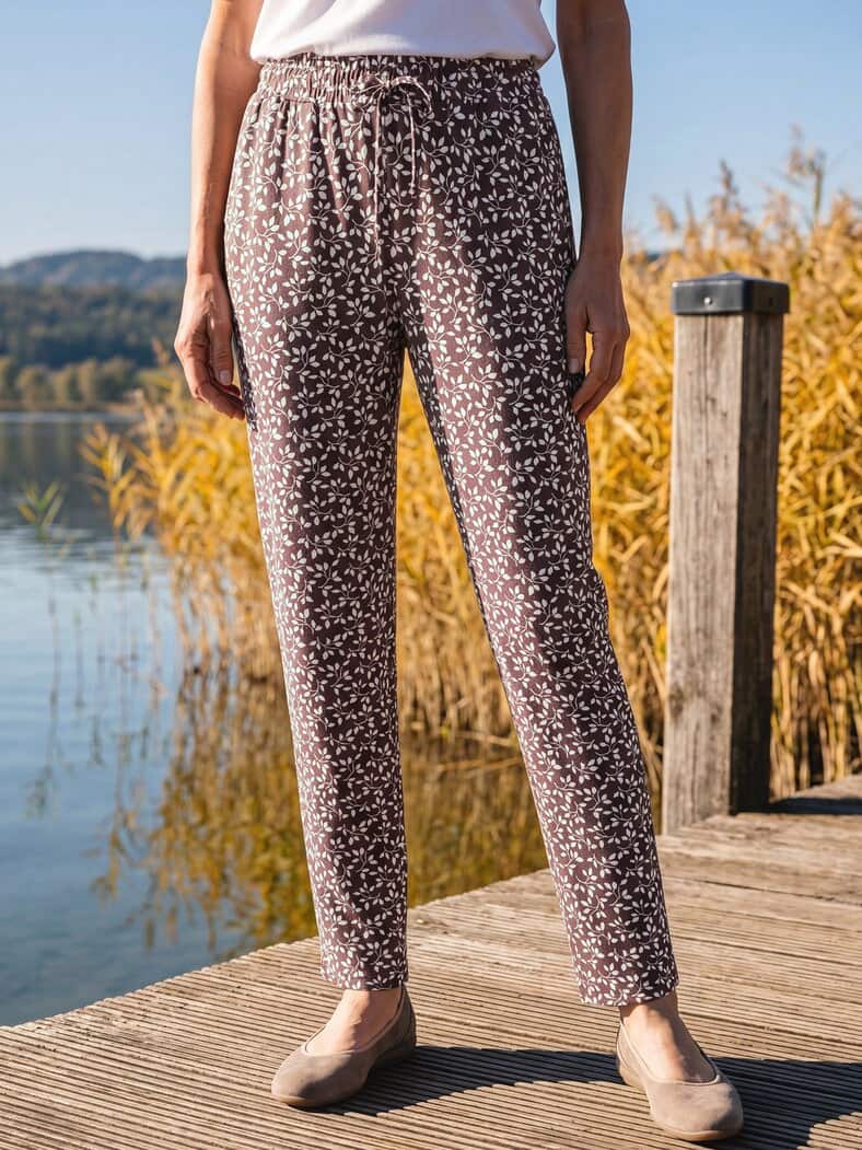 Jersey Schlupfhose Braun/Weiß