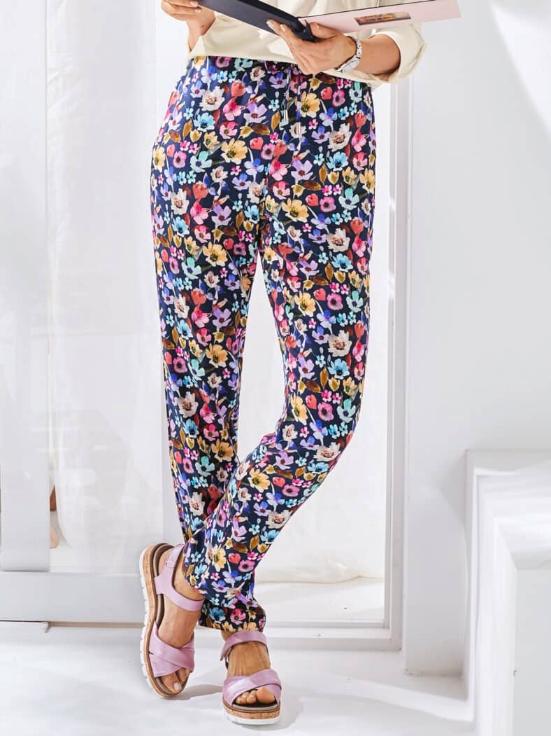 Bequemb.-Schlupfhose Summerfeeling Blau gemustert