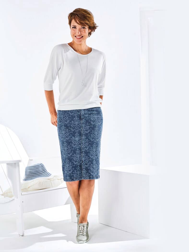 Flexbundrock Jacquard-Dessin Mittelblau