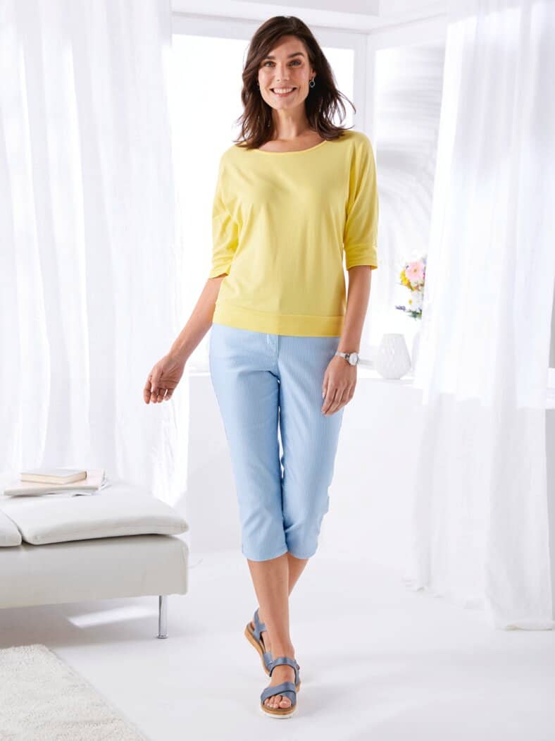 Caprihose Sommerstreifen Hellblau