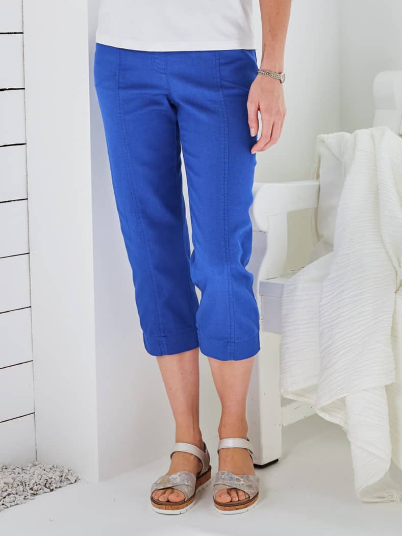 Capri-Schlupfbund Reisehose Mittelblau