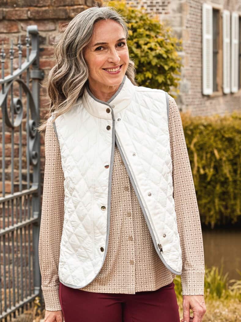 Rauten-Steppweste Wollwärme Offwhite