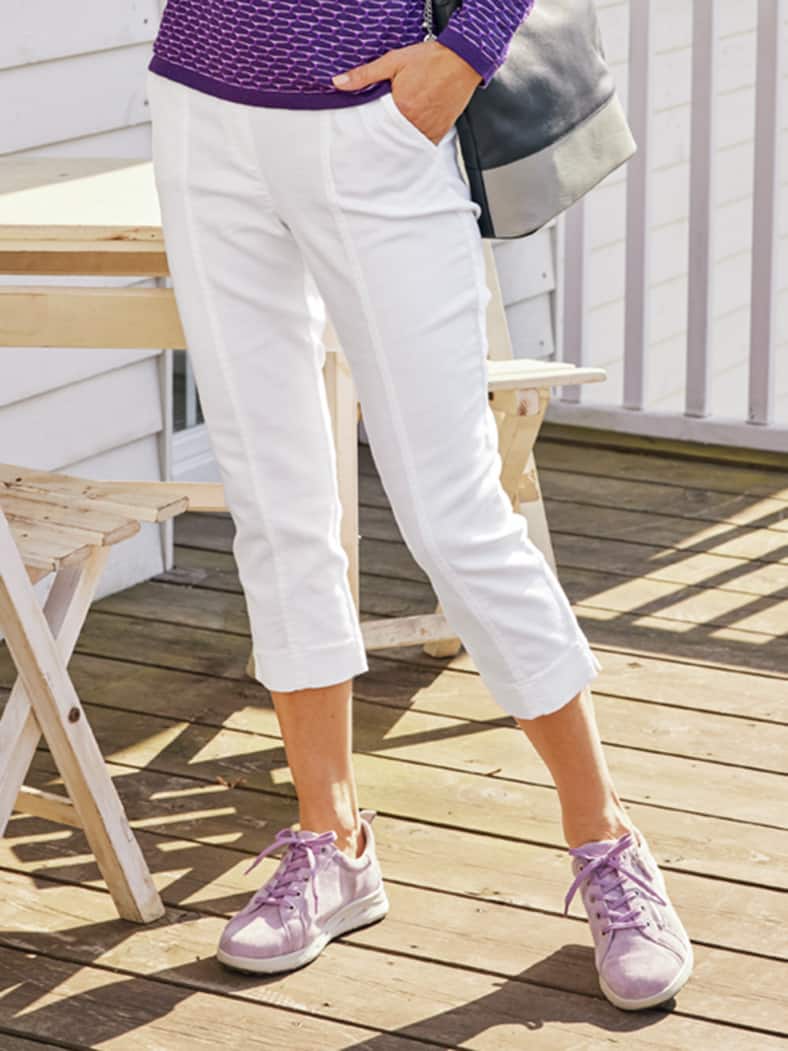 Capri-Schlupfbund Reisehose Weiß