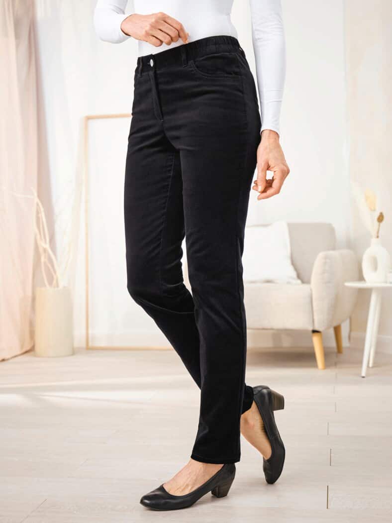 Komfortbundhose Samtweich Schwarz