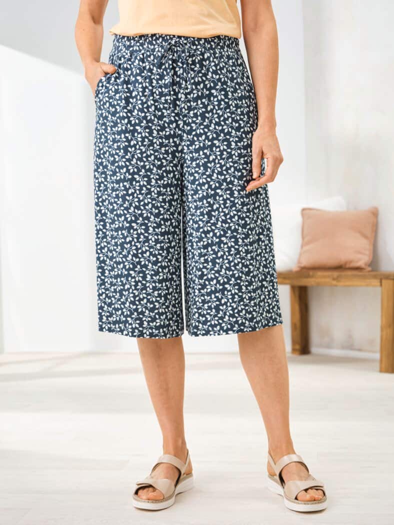 Jersey-Hosenrock Schlupfbund Marine gemustert