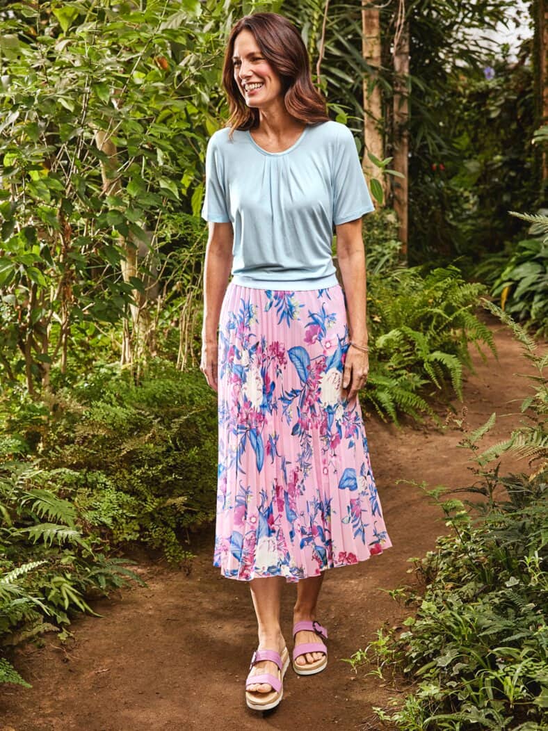 Plissee-Rock Sommerblüte Fuchsia geblümt