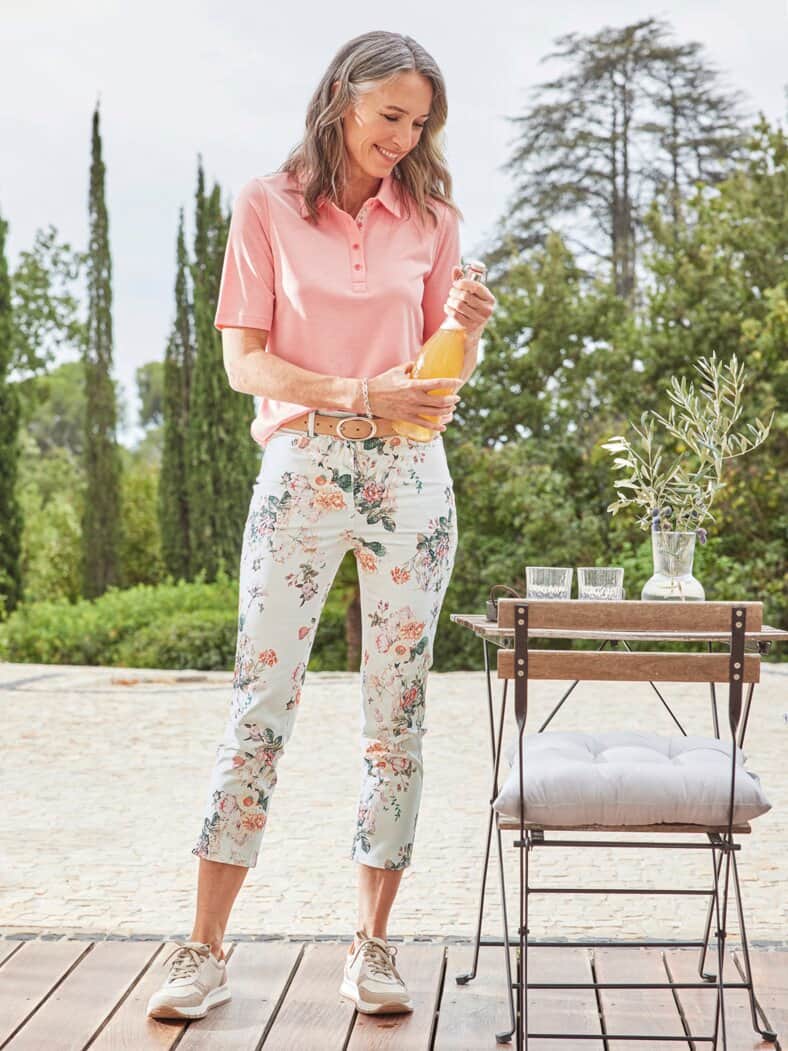 7/8 Flexbundhose Sommerblüte Weiß geblümt