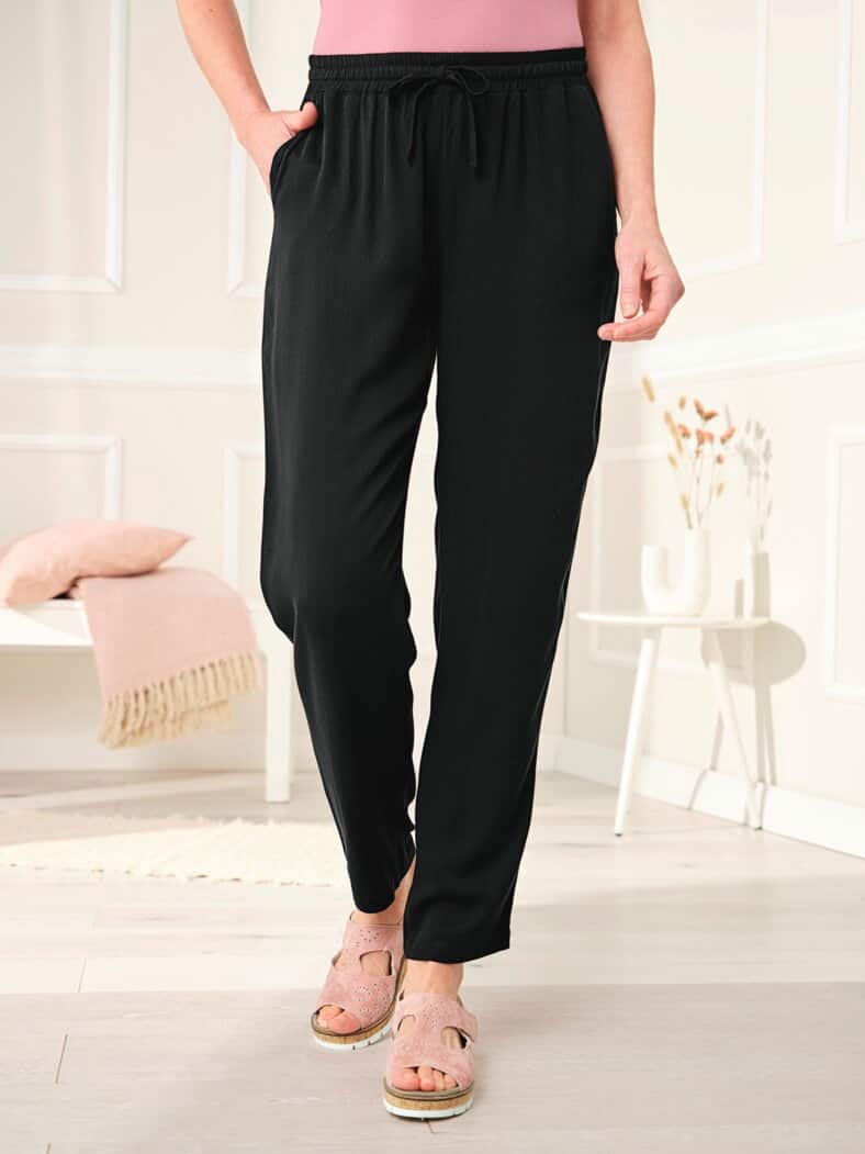 Viskose-Schlupfhose Schwarz