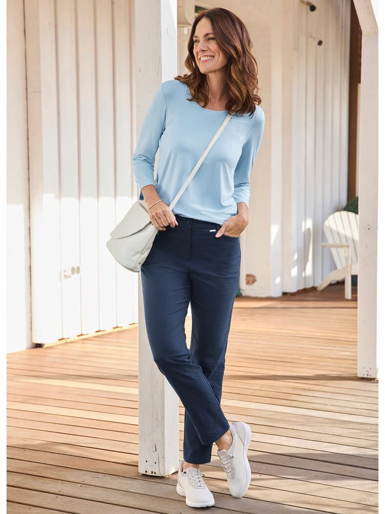 Seersucker-Hose Marine