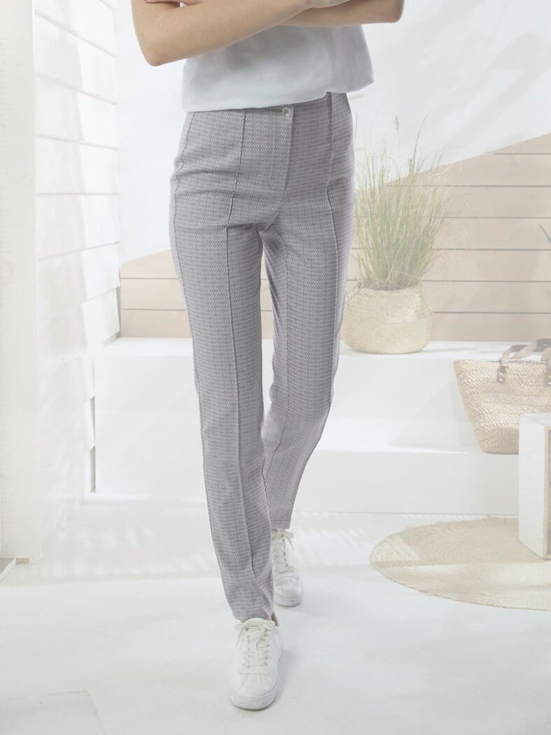 Schlupfbundhose Perfekt-in-Form Grau bedruckt