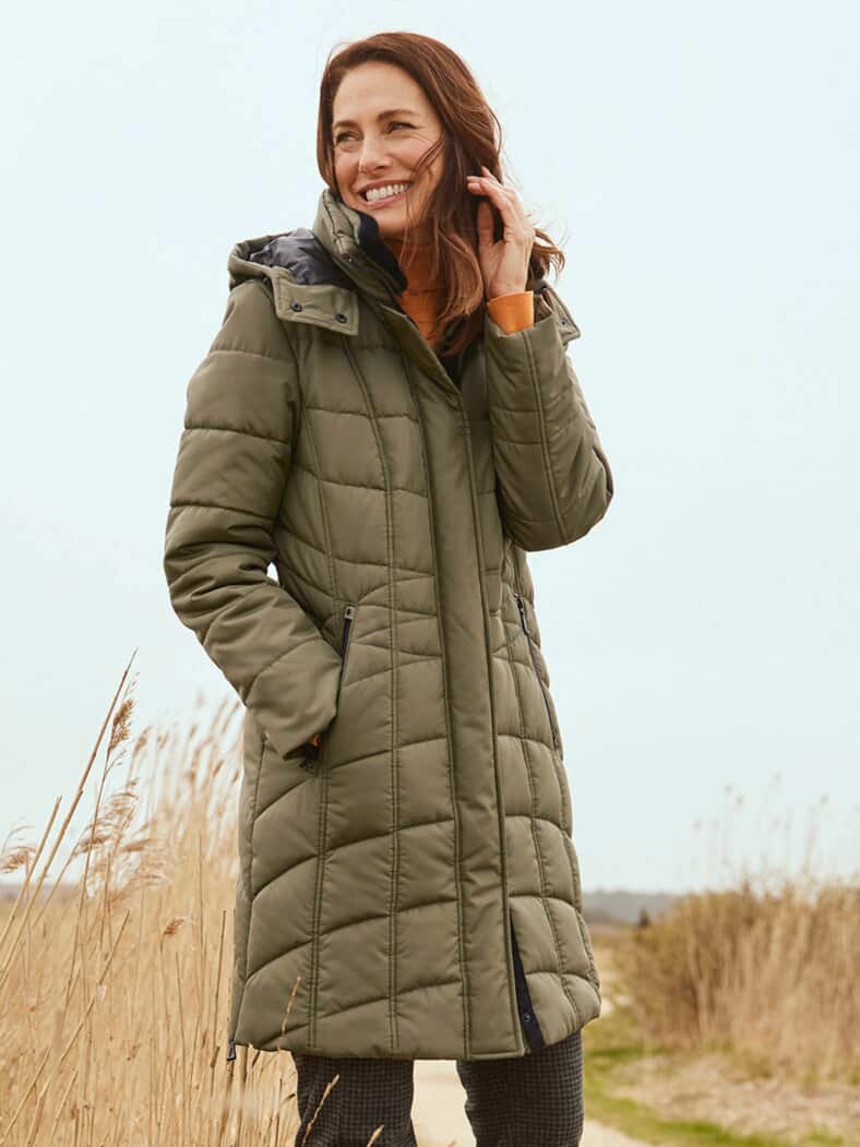 Steppmantel Kuschelkragen Oliv