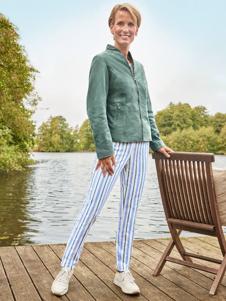 Streifenhose Figurschmeichler Weiß gestreift