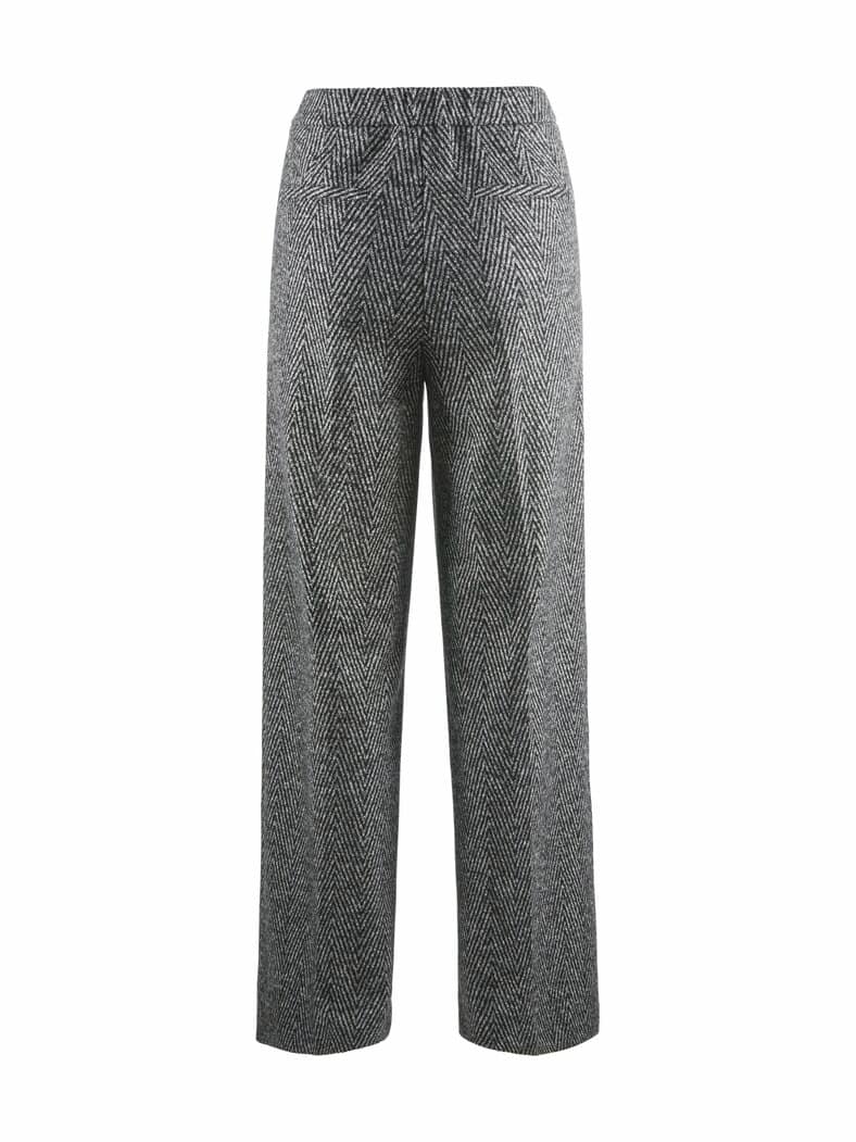 Flanell Jersey-Marlenehose Schwarz/Grau