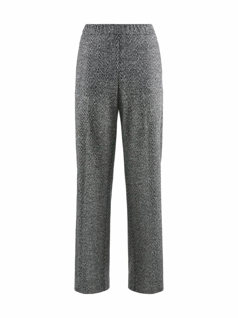 Flanell Jersey-Marlenehose Schwarz/Grau