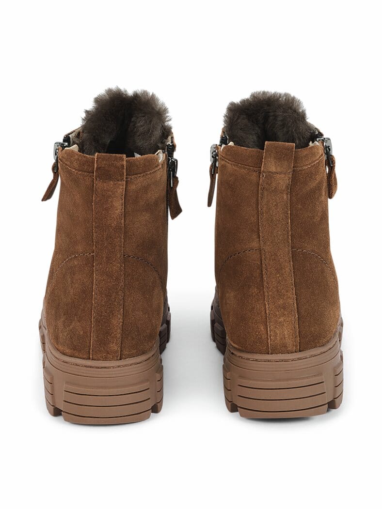 Flex-Schnürbootie Lammfell Braun