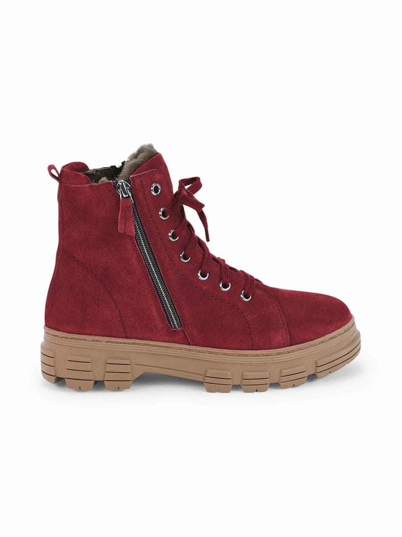 Flex-Schnürbootie Lammfell Bordeaux