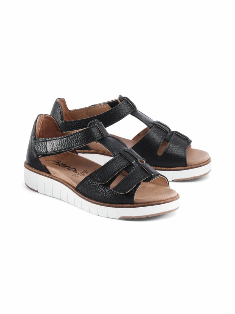 Hirschleder-Klett Sandalenschuh Schwarz