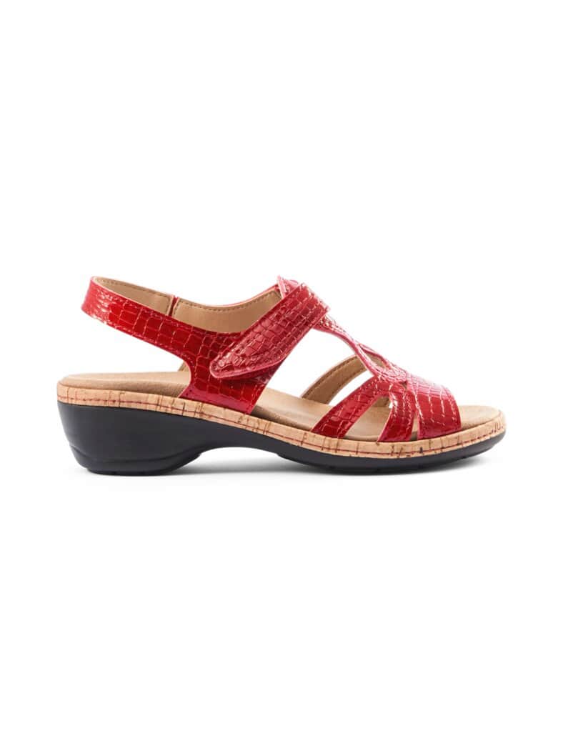 City-Sandale Keilabsatz Rot