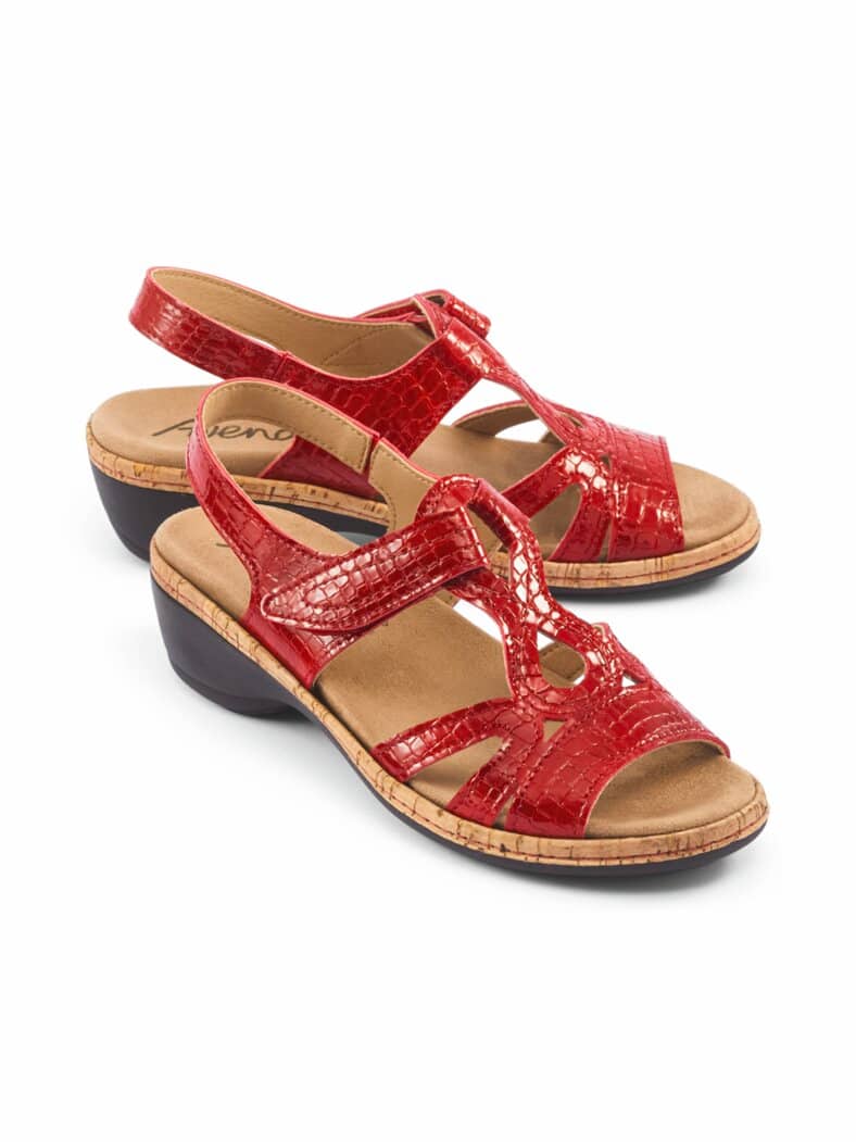 City-Sandale Keilabsatz Rot