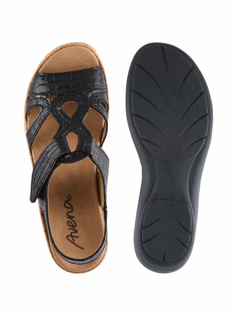 City-Sandale Keilabsatz Schwarz