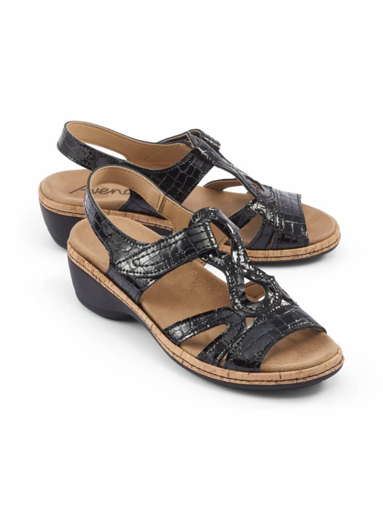 City-Sandale Keilabsatz Schwarz